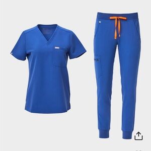 Figs Winning Blue (Orange Drawstring) Zamora Pants